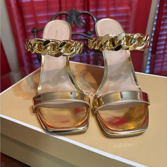 Michael Kors Gold Metallic Leather Heels - Picture 2 of 3